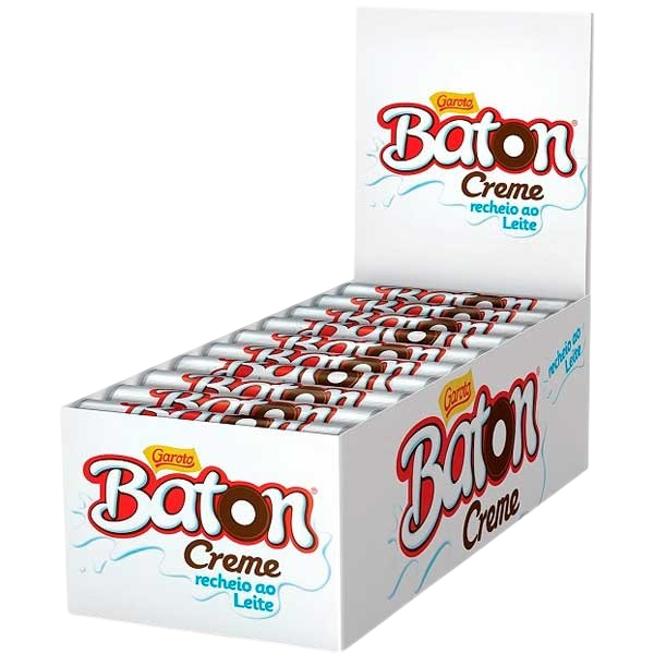 CHOC. BATON GAROTO REHC. LEITE DP 30X16G