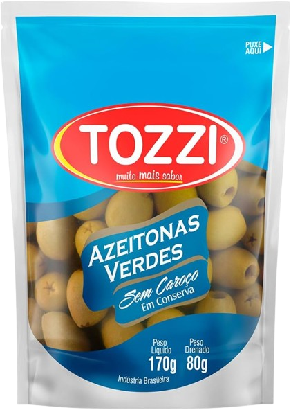 AZEITONA VERDE S/ CAROÇO 80G TOZZI CX C/24