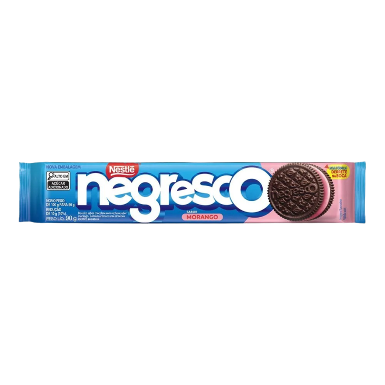 BISC. RECHEADO NEGRESCO MORANGO 90G NESTLE CX C/66UN