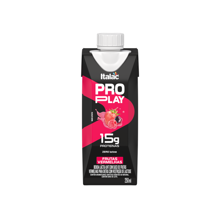 BEB. PRO PLAY 15G PROTEINA ZERO AÇUCAR FRUTAS VERMELHAS 250ML ITALAC CX C/12