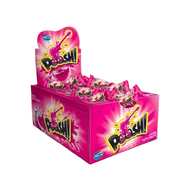 CHICLE POOSH TUTTI-FRUTTI 200G DP C/40UN ARCOR CX C/18