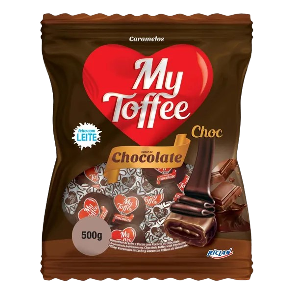 BALA MY TOFFEE CHOCOLATE C/ CHOCOLATE 500G RICLAN CX C/14