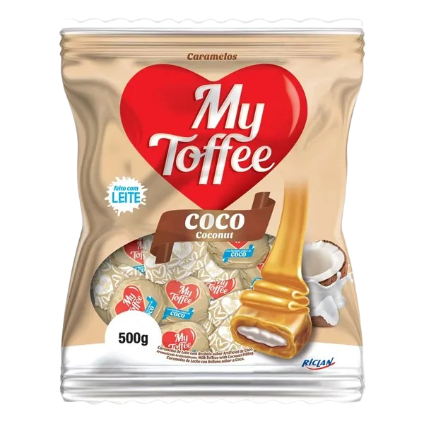 BALA MY TOFFEE LEITE C/ COCO 500G RICLAN CX C/14