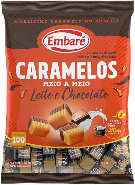CARAMELO MEIO A MEIO LEITE/CHOCOLATE 660G EMBARE CX C/18