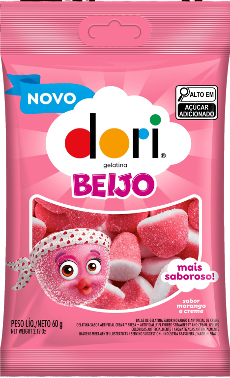 BALA DE GELATINA BEIJOS 60G DORI CX C/16