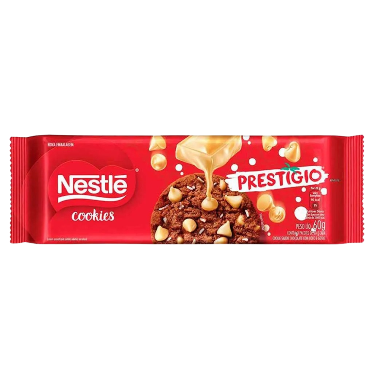 COOKIE CHOC. C/ COCO GOTAS CHOC BRANCO PRESTIGIO 60G NESTLE CX C/52