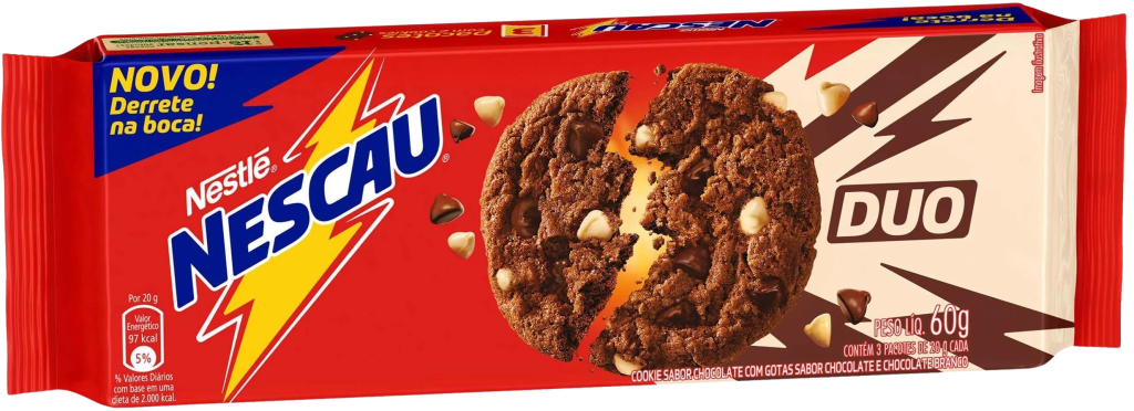 COOKIE CHOC. GOTAS CHOC AO LEITE/BRANCO NESCAU DUO 60G NESTLE CX C/52