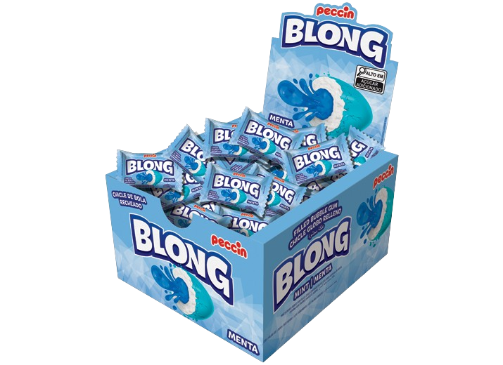 CHICLE BLONG MENTA AZUL 200G DP C/40UN PECCIN