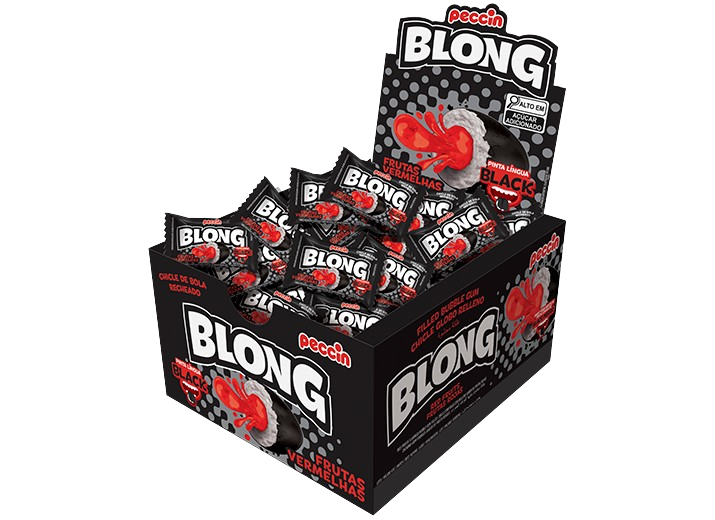 CHICLE BLONG FRUTAS VERMELHAS PINTA LINGUA BLACK 200G DP C/40UN PECCIN