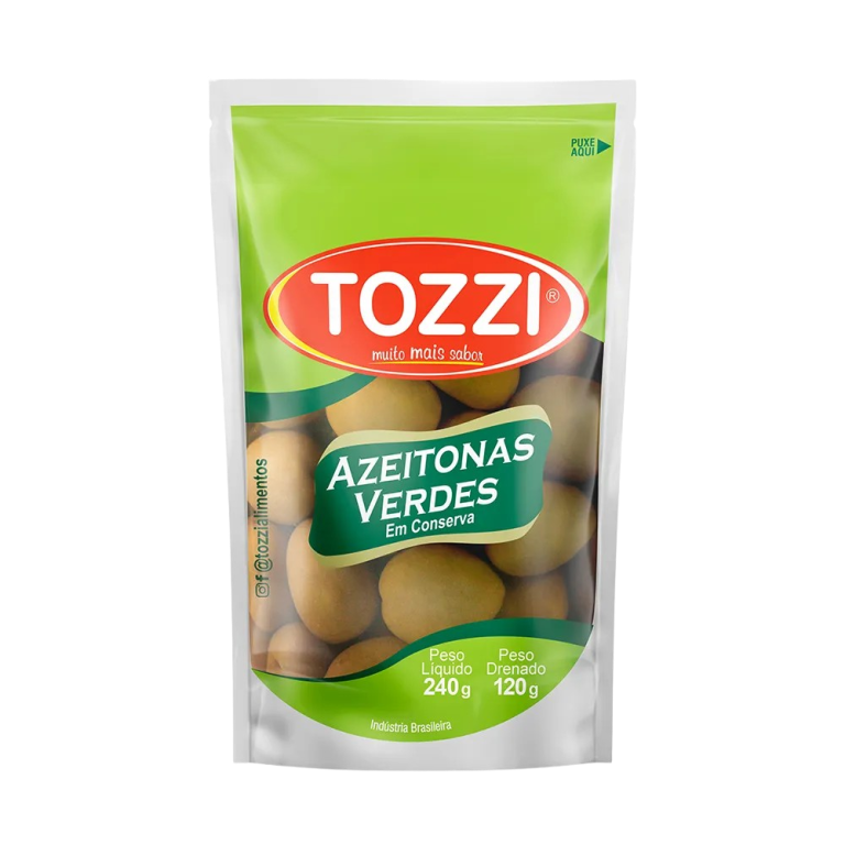 AZEITONA VERDE C/ CAROÇO 120G TOZZI CX C/24