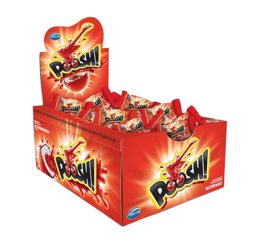 CHICLE POOSH MORANGO 200G DP C/40UN ARCOR CX C/18