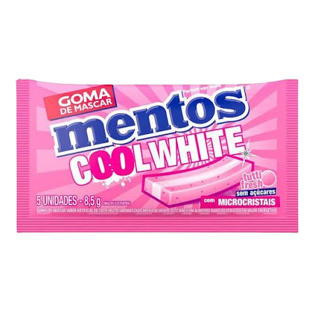 CHICLE GUM COOL WHITE TUTTI-FRUTTI DP C/15UNx8,5G MENTOS CX C/12