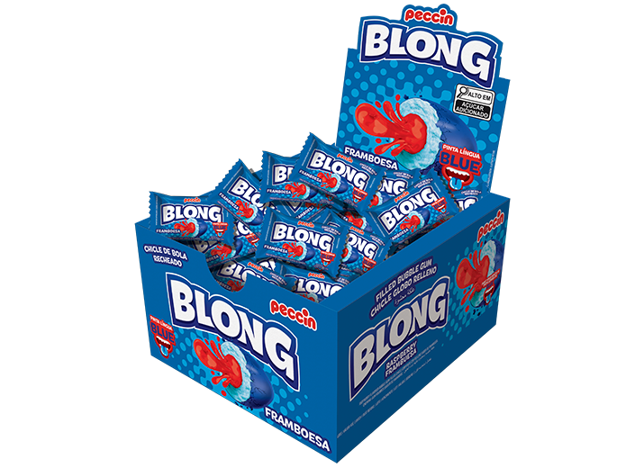 CHICLE BLONG BLUE FRAMBOESA PINTA LINGUA 200G DP C/40UN PECCIN