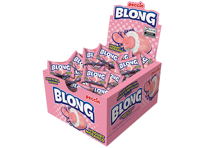 CHICLE BLONG YOGURTE MORANGO 200G DP C/40UN PECCIN