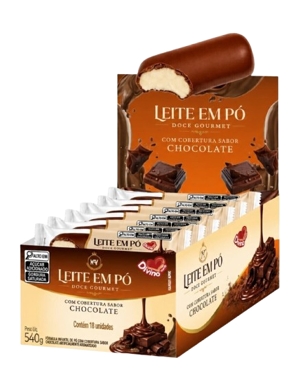 DOCE GOURMET LEITE EM PO C COBERTURA SABOR CHOCOLATE DP 18X30G DIVINONUT