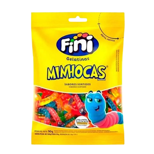 BALA DE GELATINA MINHOCAS BRILHO 80G FINI CX C/12