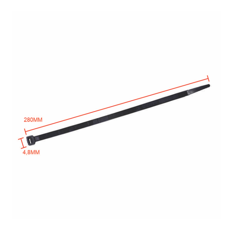 ABRACADEIRA PLASTICA PRETA (LACA GATO) 4,8 X 280 - PCT C/50 PCS