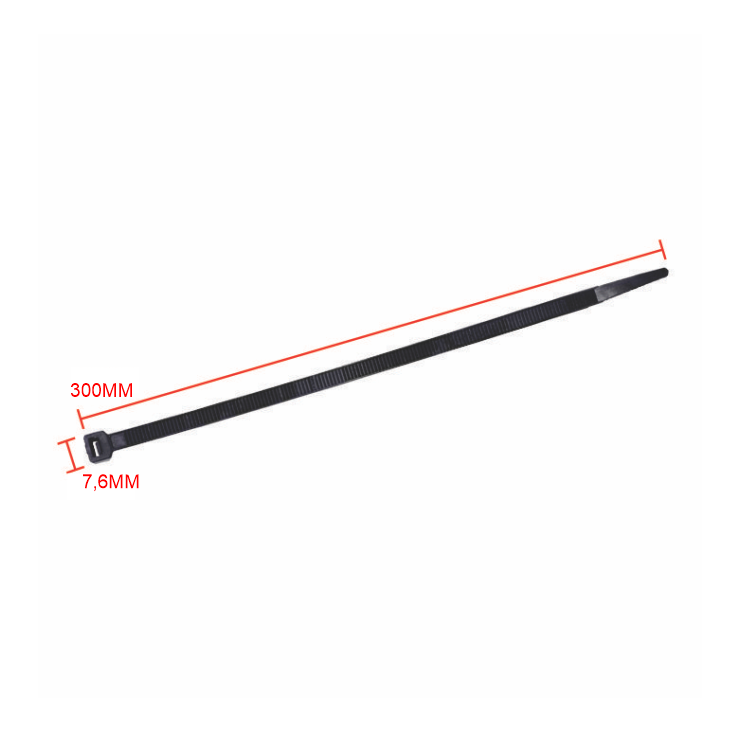 ABRACADEIRA PLASTICA PRETA (LACA GATO) 7,6 X 300 - PCT C/50 PCS