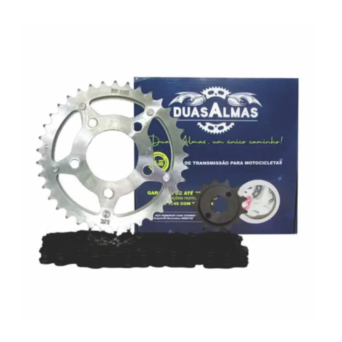 KIT TRANSMISSAO YBR FACTOR NOVA 150 2016-2022 (39D/14D-428H-124L) DUAS ALMAS