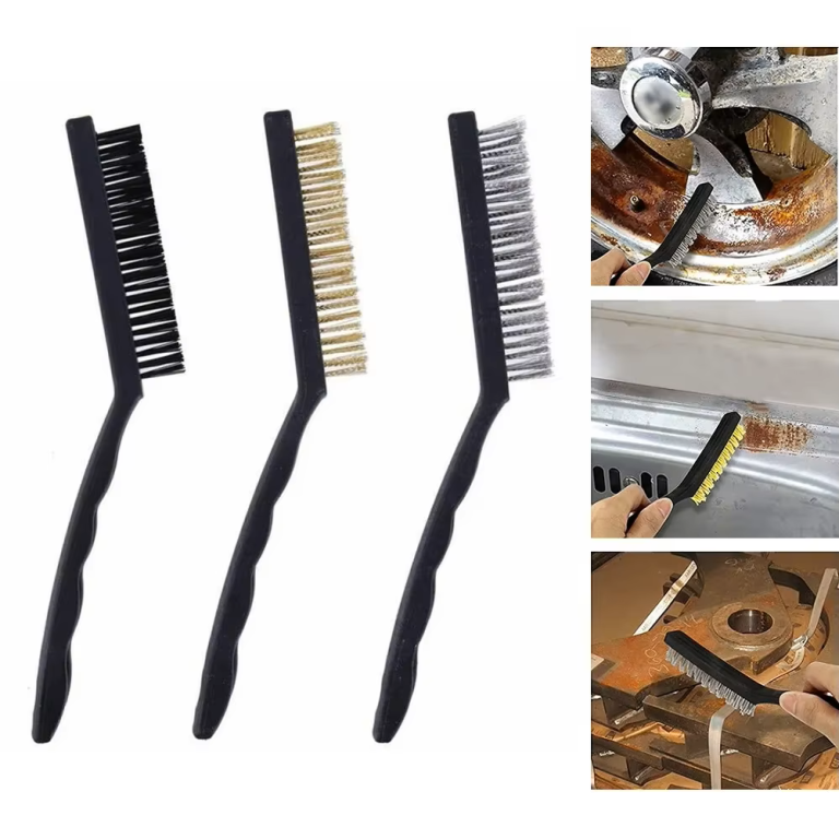 Escova de aço grande com 3 unidades - Material: nylon, latão e aço