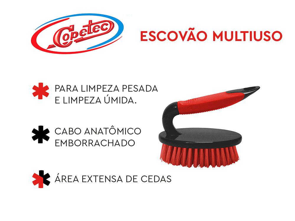 Escova muliuso veremelha e cinza cabo emborrachado