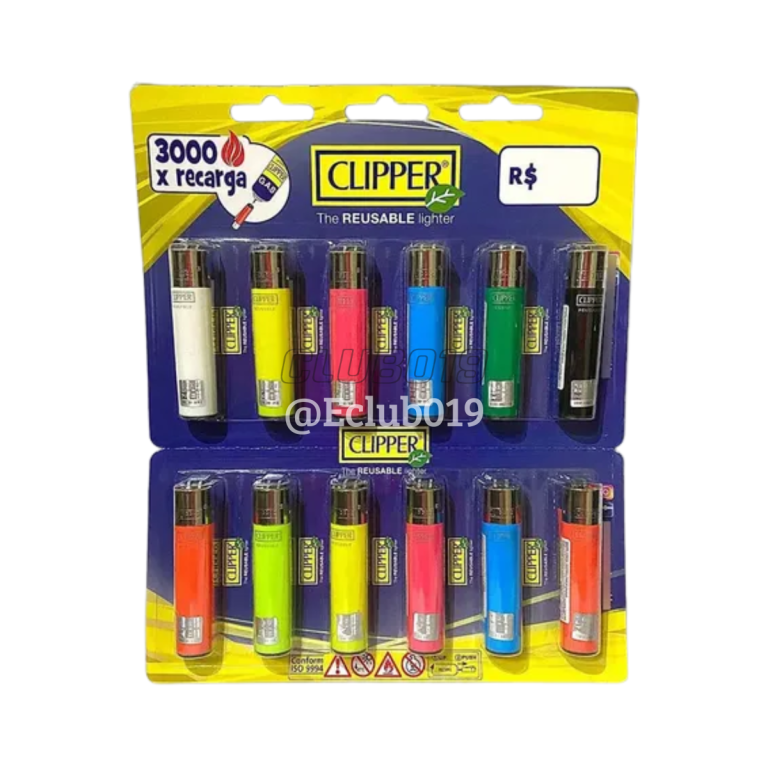 ISQUEIRO CLIPPER MINI RECARREGAVEL C/12