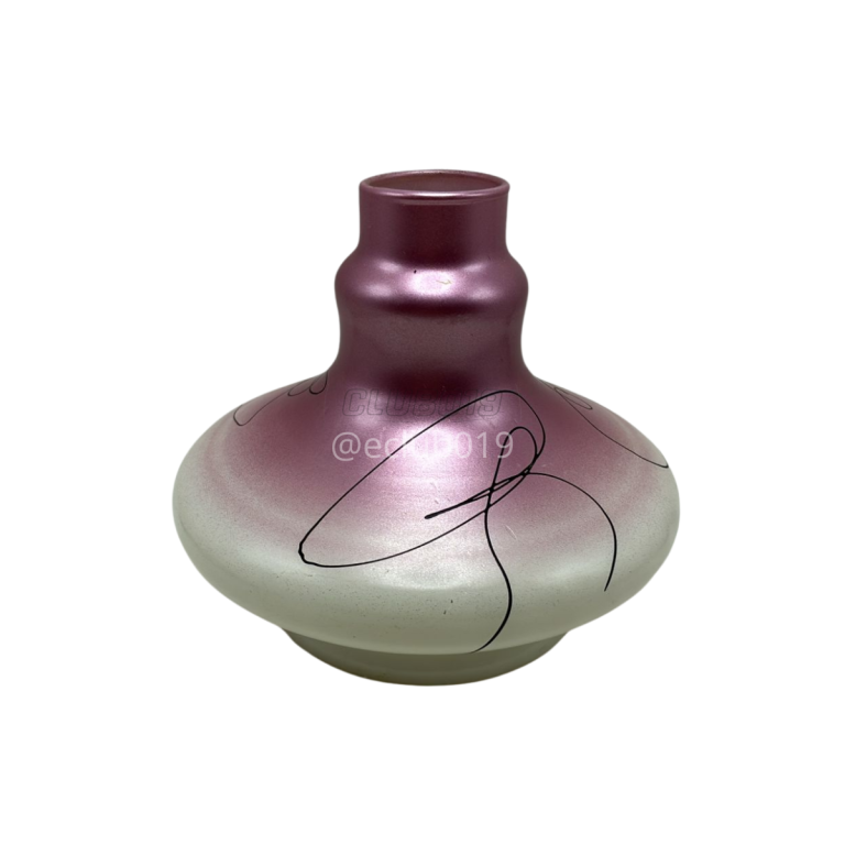 VASO PEQUENO BRANCO/ROSA COM LISTRA PRETA