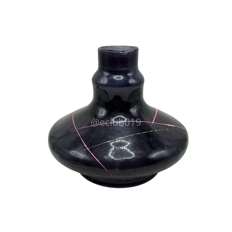 VASO PEQUENO PRETO COM LISTRA ROSA/VERDE
