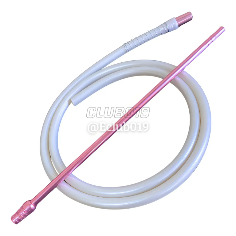 MANGUEIRA MALIK HOSE SILICONE BRANCA ANTI CHAMA COM PITEIRA ALUMINIO ROSE