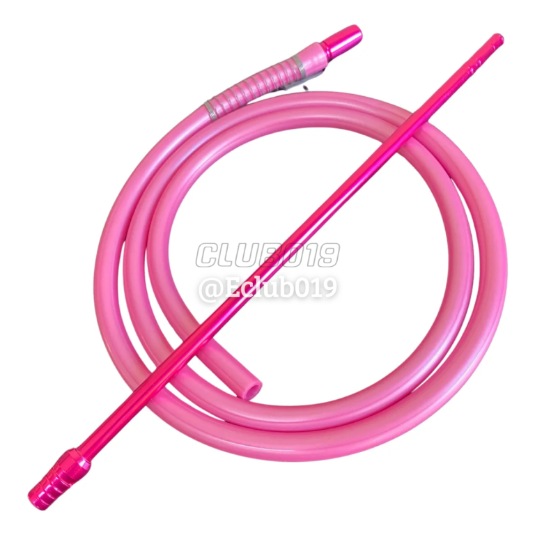 MANGUEIRA MALIK HOSE SILICONE ROSA ANTI CHAMA COM PITEIRA ALUMINIO ROSA