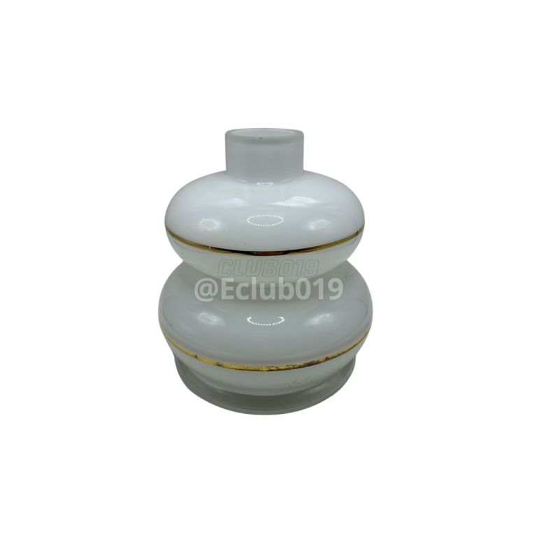 VASO REFORCADO PEQUENO DUPLO ANEL BRANCO COM FRISOS DOURADOS