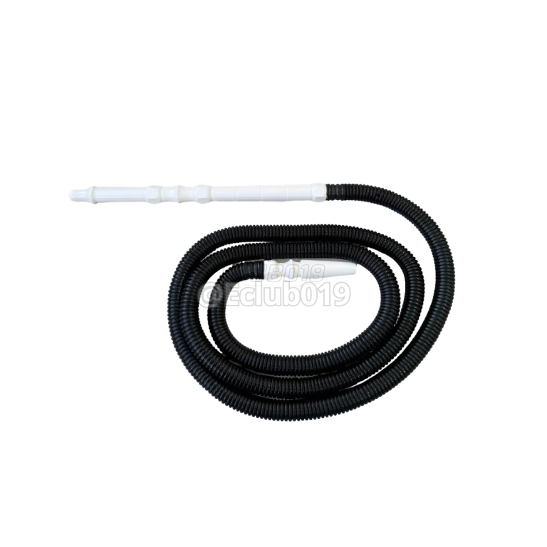 MANGUEIRA DOOM HOOKAH PLASTICO PRETO COM PITEIRA PLASTICO BRANCO