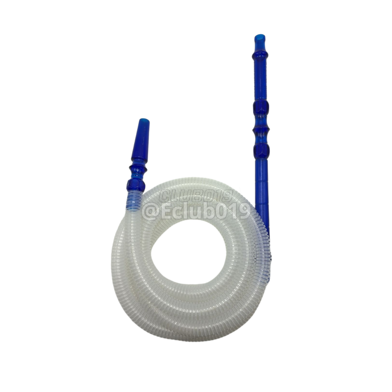 MANGUEIRA DOOM HOOKAH PLASTICO TRANSPARENTE COM PITEIRA PLASTICO AZUL