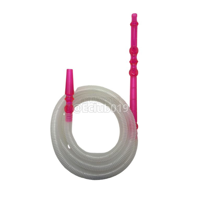 MANGUEIRA DOOM HOOKAH PLASTICO TRANSPARENTE COM PITEIRA PLASTICO ROSA