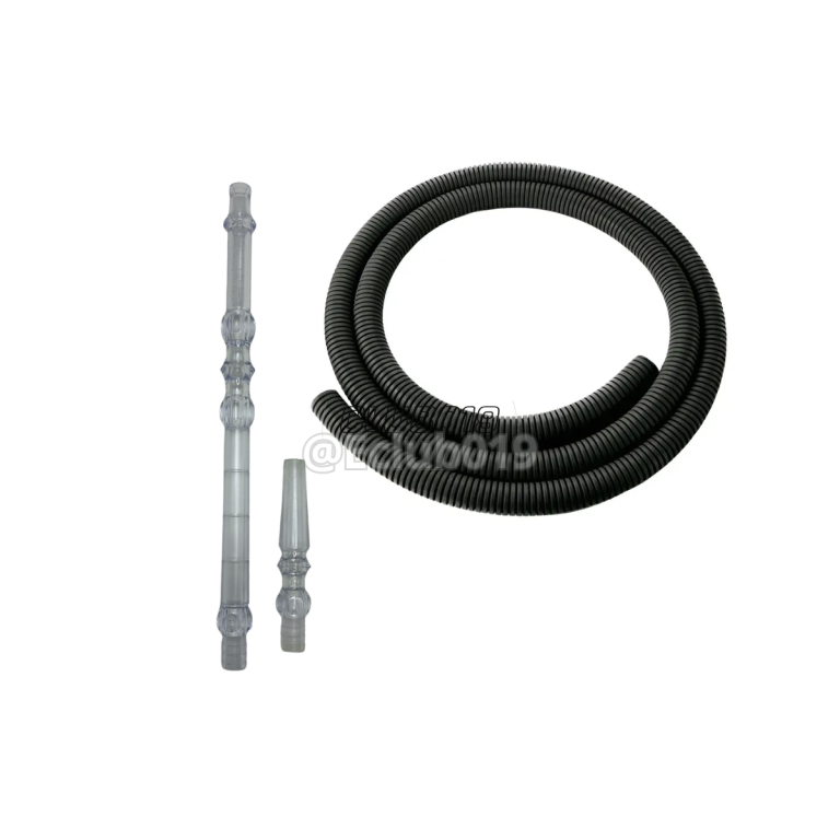 MANGUEIRA DOOM HOOKAH PLASTICO PRETO COM PITEIRA PLASTICO TRANSPARENTE