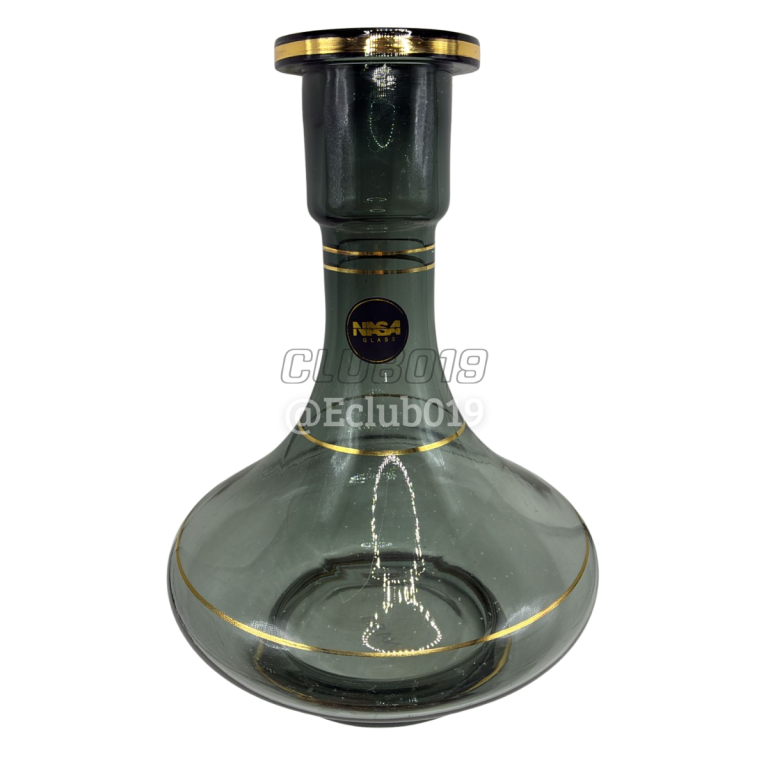 VASO REFORCADO GRANDE GENIE FUME COM LISTRA DOURADA ESTAMPA ESPACIAL