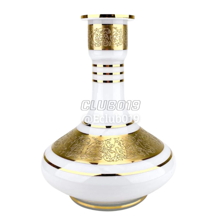 VASO REFORCADO GRANDE BLESS HOOKAH LAMP BRANCO COM LISTRA DOURADA