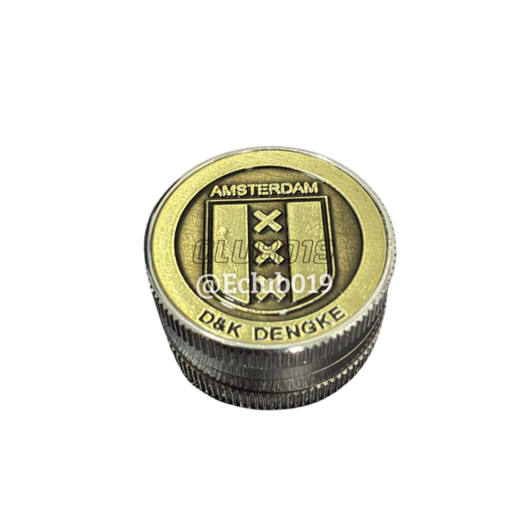 DICHAVADOR METAL HERB GRINDERS BANDEIRA AMSTERDAM DOURADO PEQUENO