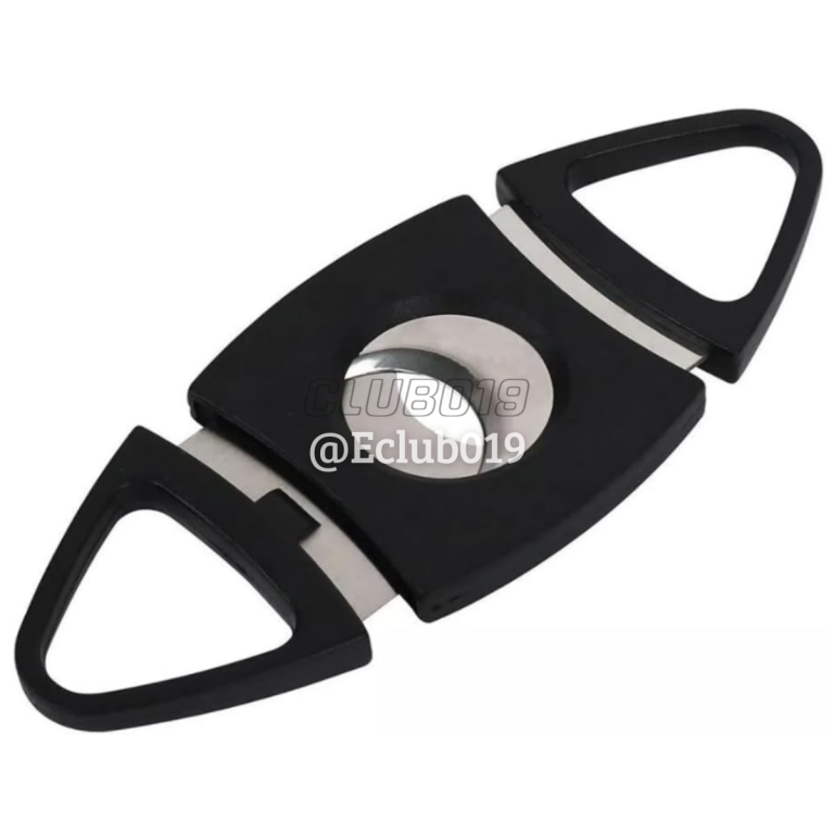 CORTADOR DE CHARUTO PLASTICO PRETO GUILHOTINA DUPLA