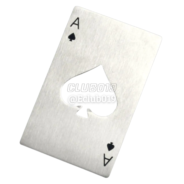 ABRIDOR DE GARRAFA METAL CARTA DE BARALHO PRATA