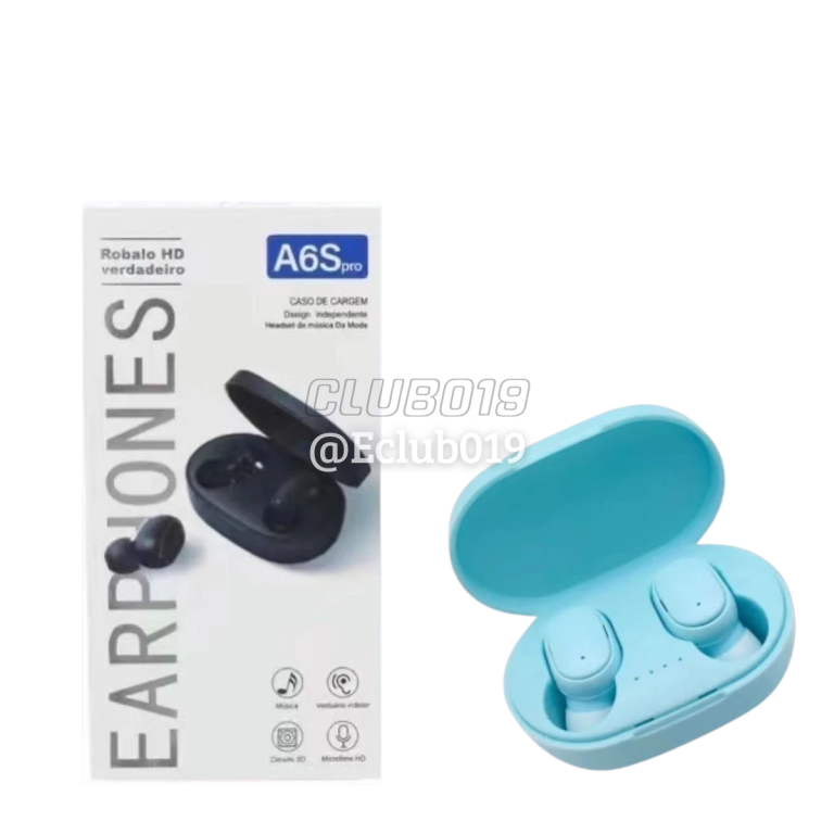 FONE BLUETOOTH A6S TWS SEM FIO In-Ear Estéreo AZUL