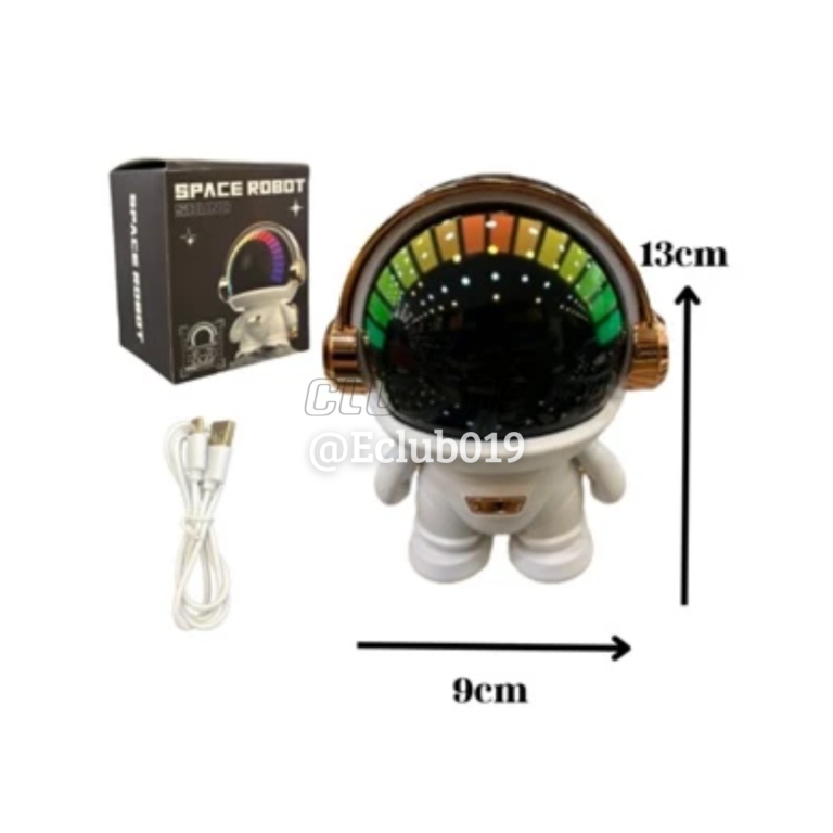 MINI CAIXA SOM BLUETOOTH ASTRONAUTA LED RGB Portátil