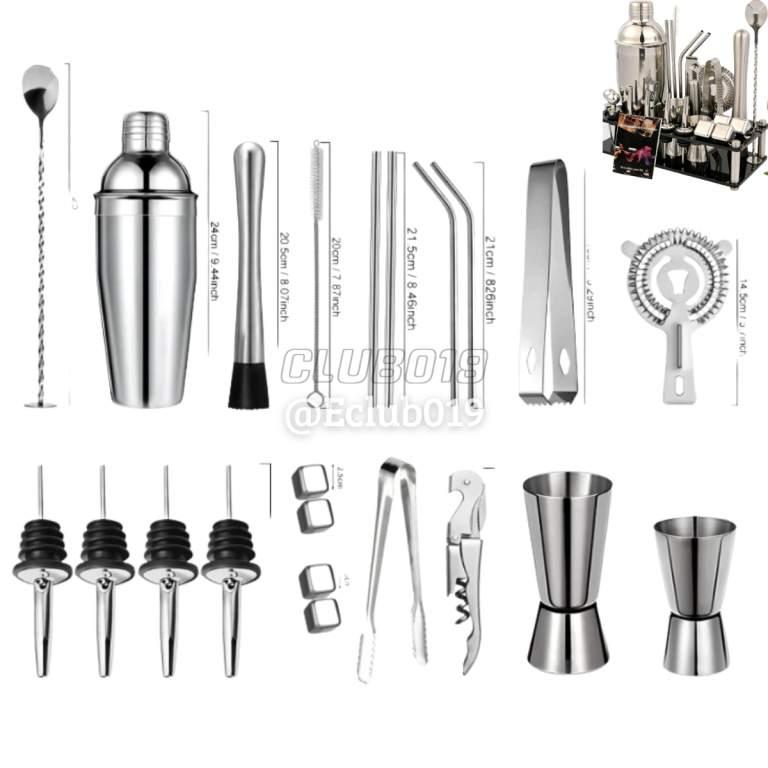 KIT BARMAN 23 Peças Inox Coqueteleira 750ml Profissional