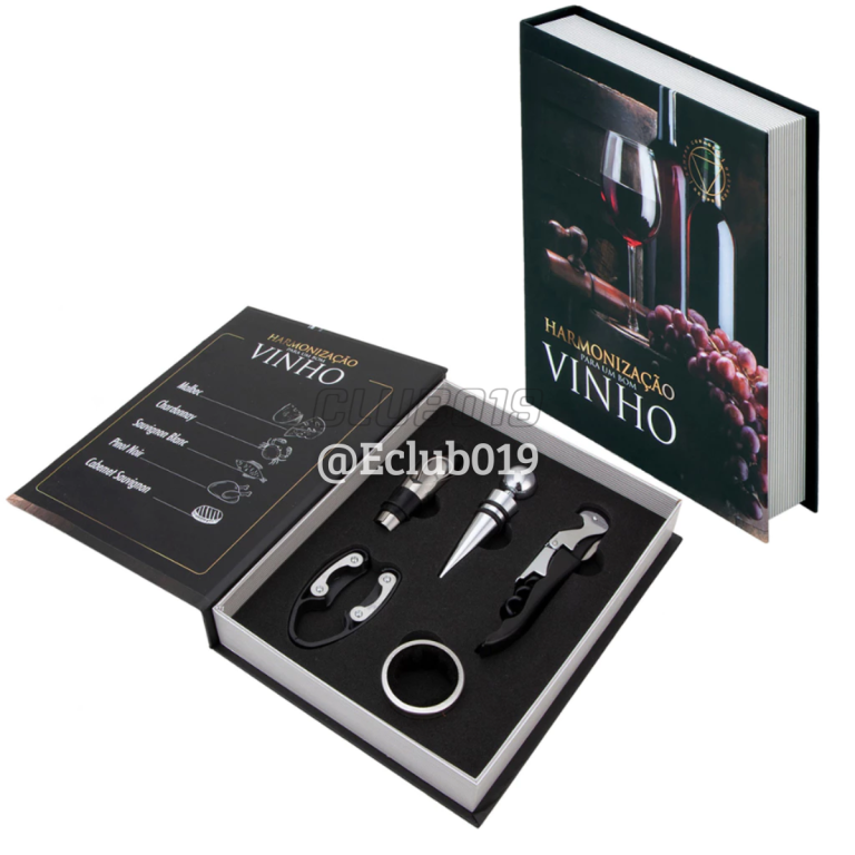 KIT VINHO 5 Peças Saca-Rolhas Dosador Tampa Harmonização