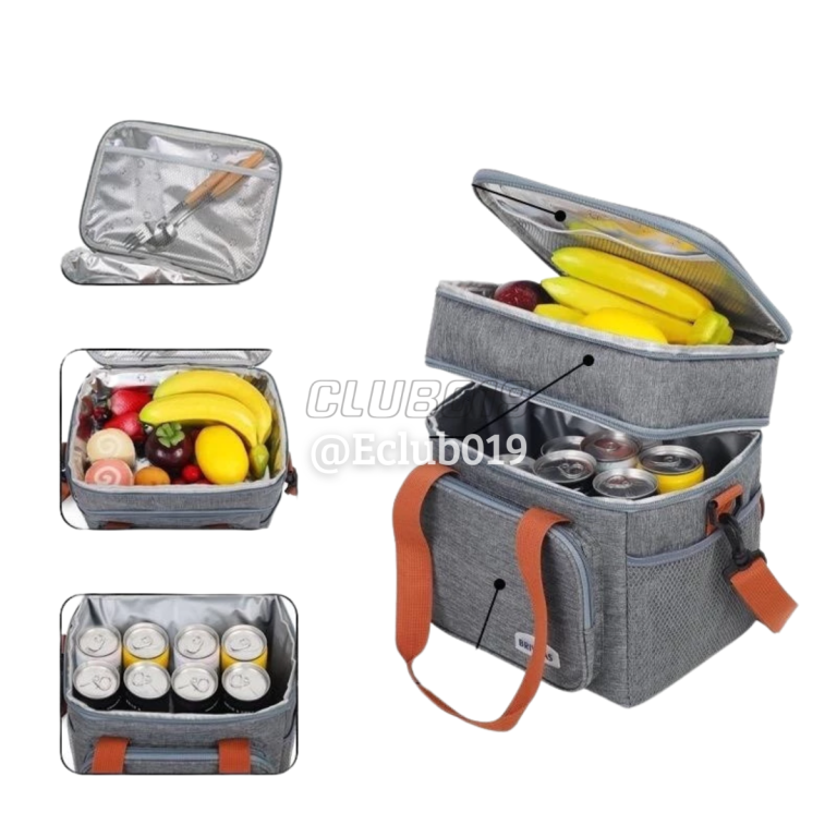 BOLSA TÉRMICA EXPANSÍVEL DUPLA PORTÁTIL C/Alça