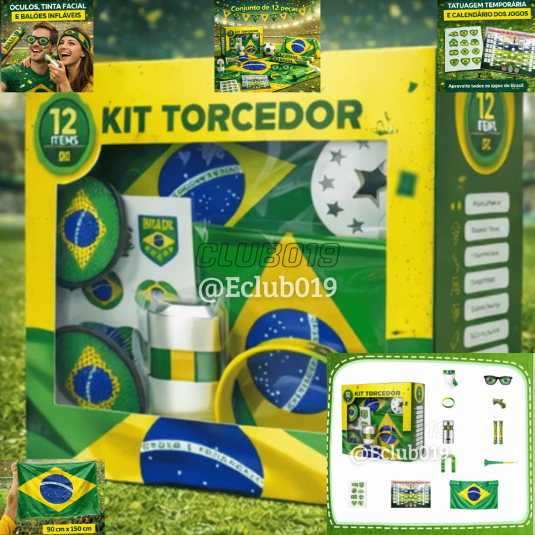 KIT TORCEDOR BRASIL COPA 2026 12 Itens Completo