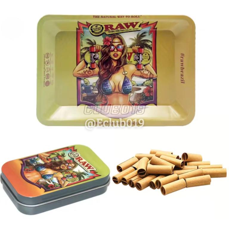 KIT RAW GIRL SKATER Bandeja + Lata + 100 Piteiras Papel