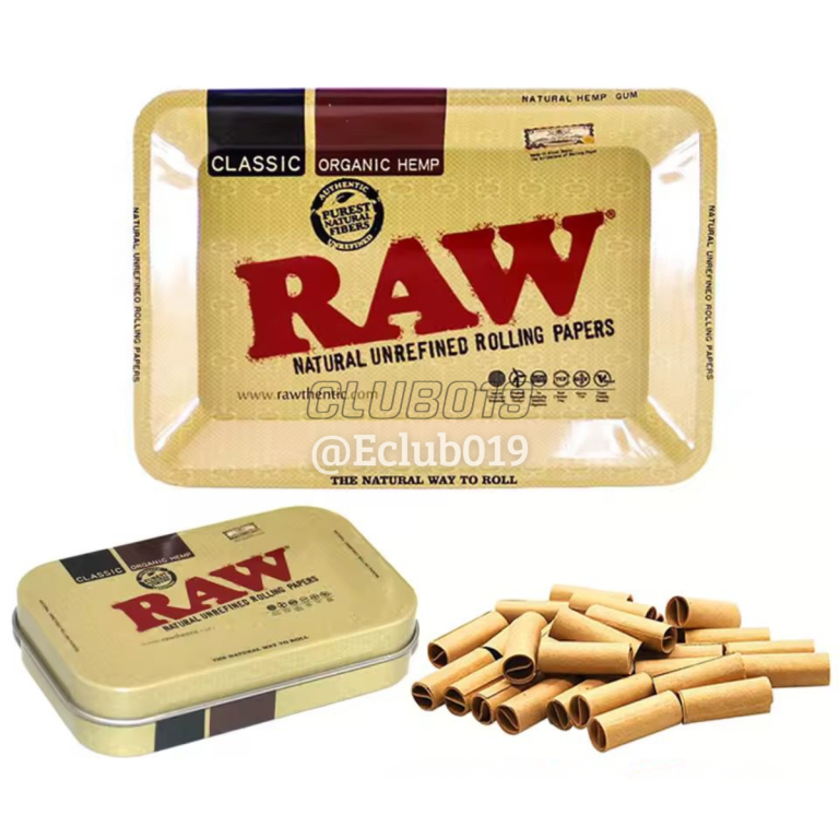 KIT RAW CLASSIC LOGO Bandeja + Lata + 100 Piteiras Papel