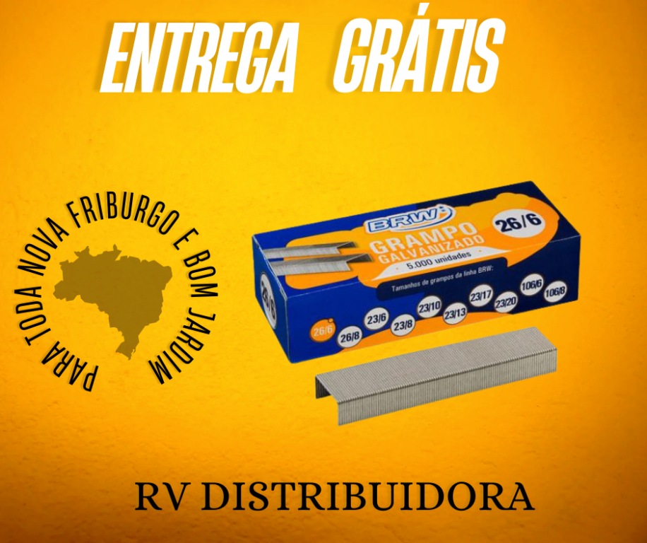 GRAMPO PARA GRAMPEADOR 26/6 GALVANIZADO COM 5000 GRAMPOS - BRW