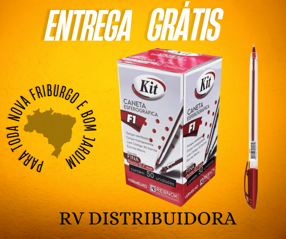 CANETA KIT F1 PONTA FINA 07mm VERM CXC/50